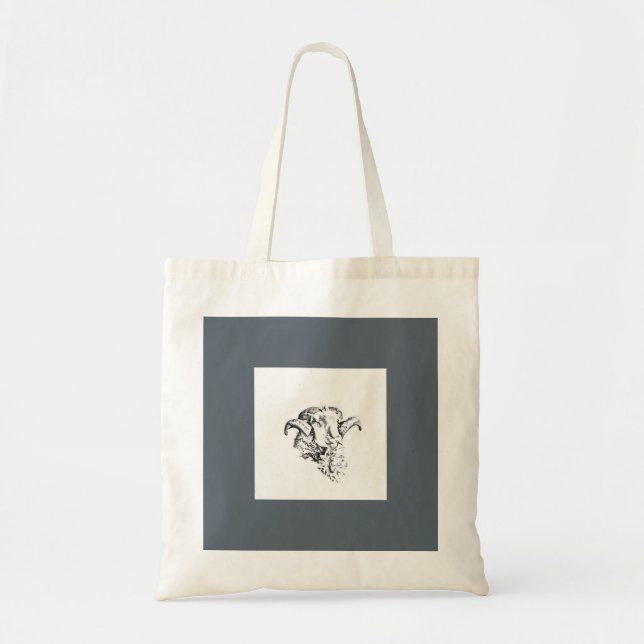 Funky Cute Sheep Ram Tote Bag (Front)