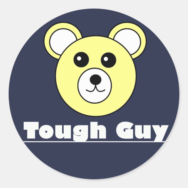 Funky Cute Tough Guy Bear Face Sticker (Front)