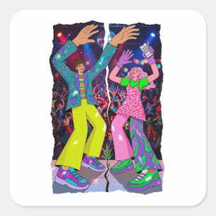 Funky Dance Party Square Sticker