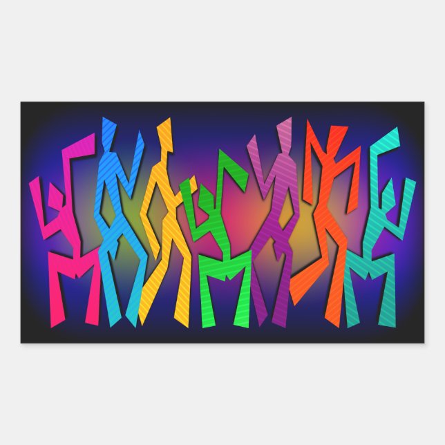 Funky Dancers Rectangular Sticker (Front)