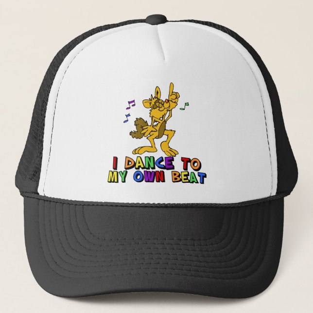 Funky Dancing Cat Be Unique Rainbow Autism Trucker Hat (Front)