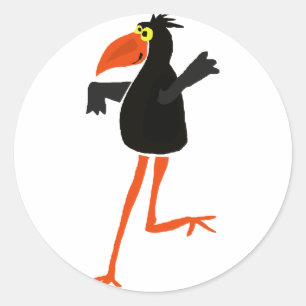 Funky Dancing Crow Cartoon Classic Round Sticker
