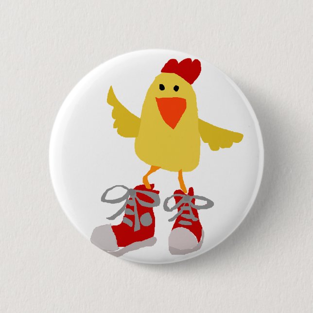 Funky Dancing Yellow Chicken 6 Cm Round Badge (Front)