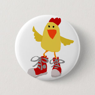 Funky Dancing Yellow Chicken 6 Cm Round Badge