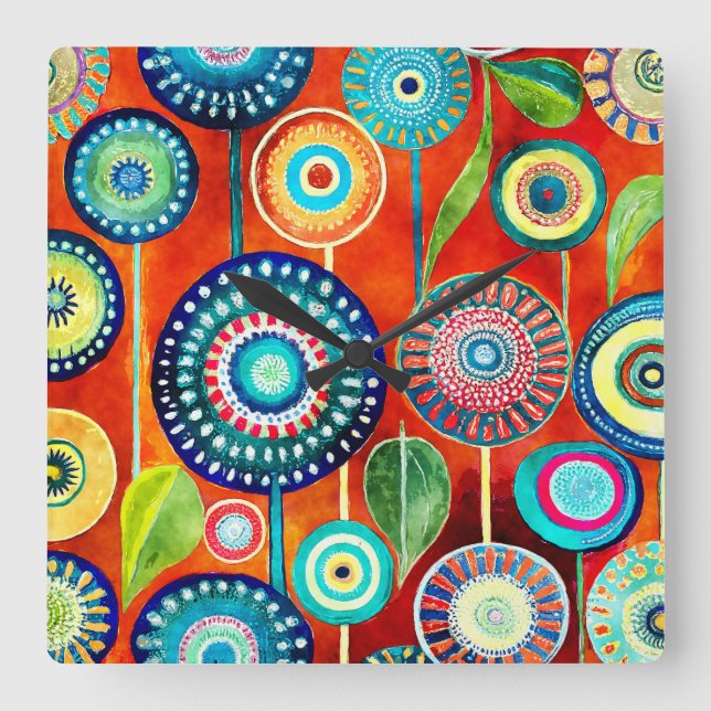 Funky Dandelions Wall Clock (Front)