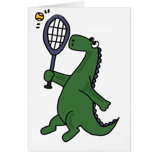 Funky Dinosaur Playing Tennis Cartoon (Front)