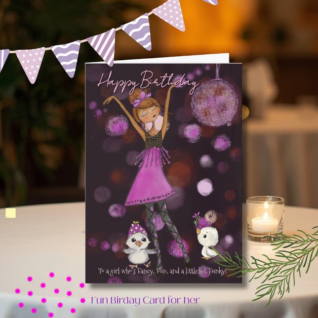 Funky Disco Girl Birthday "Egg-straordinary"  Holiday Card (Funky Disco Girl Birthday Egg-straordinary Holiday Card)