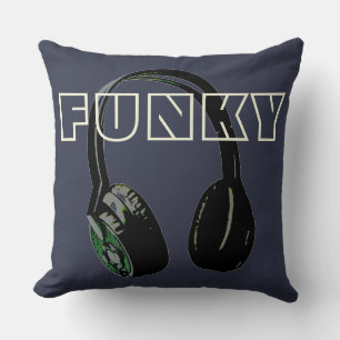 Funky Disco Headphone Music Entertainment Retro Cushion