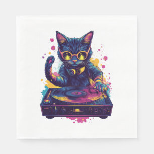 Funky DJ Cat � Retro Disco Kitty Party Napkin