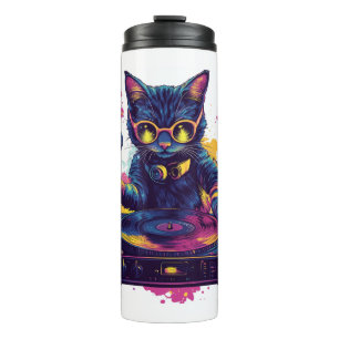 Funky DJ Cat – Retro Disco Kitty Party Thermal Tumbler