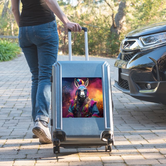Funky Donkey Blue Glasses  (Suitcase Insitu)