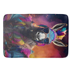 Funky Donkey Blue Glasses Bath Mat