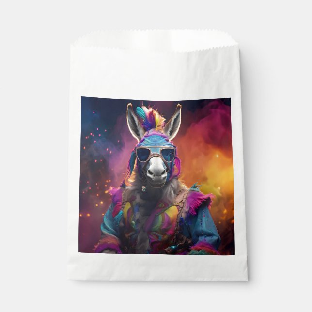 Funky Donkey Blue Glasses  Favour Bag (Front)