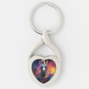 Funky Donkey Blue Glasses Key Ring