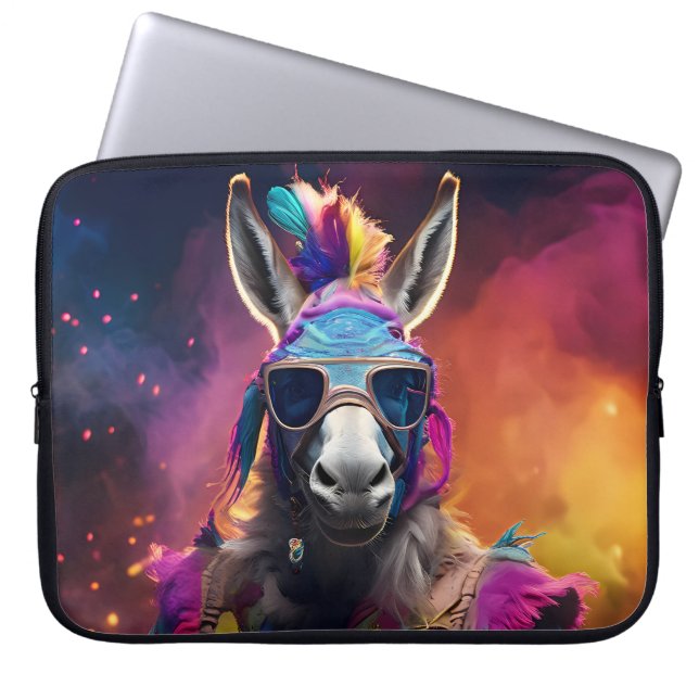 Funky Donkey Blue Glasses  Laptop Sleeve (Front)