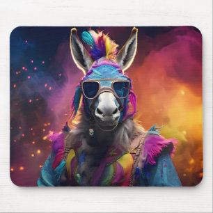 Funky Donkey Blue Glasses Mouse Pad