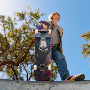 Funky Donkey Blue Glasses Skateboard