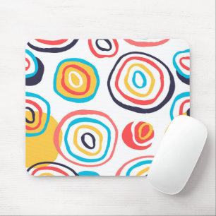 Funky Doodle Circles on White  Mouse Pad