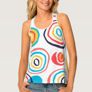 Funky Doodle Circles on White Singlet