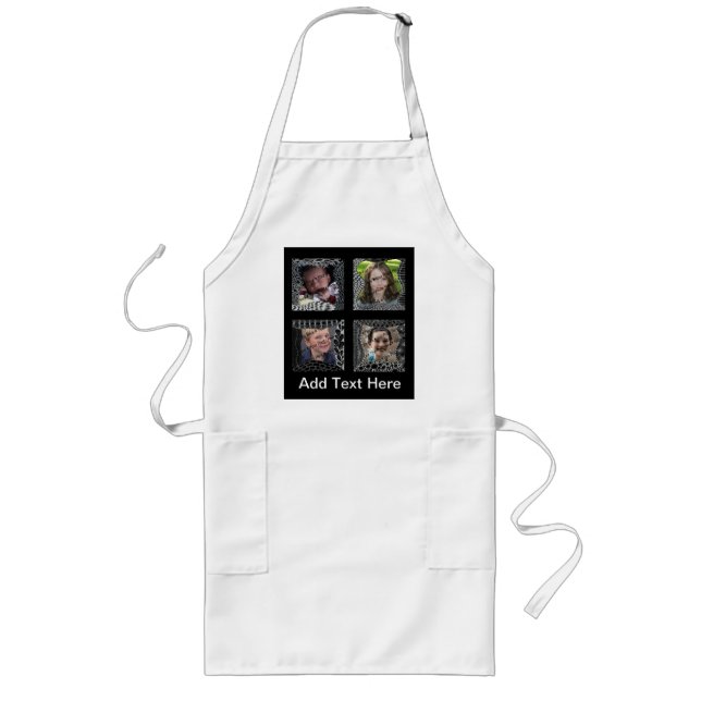 Funky Doodle Picture Frame Collage Long Apron (Front)