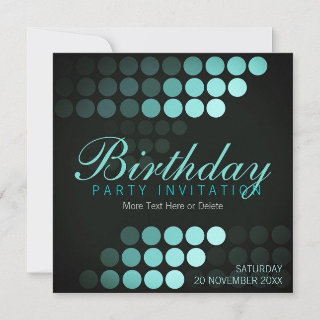 Funky Dots Blues Birthday Party Invitation (Front)