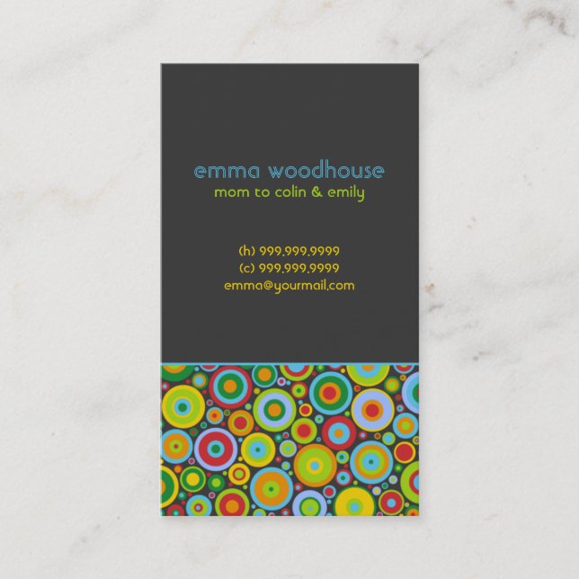 "Funky Dots 'n' Stripes" Mummy Business Card (Front)