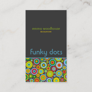 Funky Dots 'N' Stripes Vertical Dark Grey Business Card