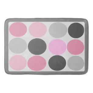 Funky Dots /Pink Charcoal Grey Fuzzy Bath Mat