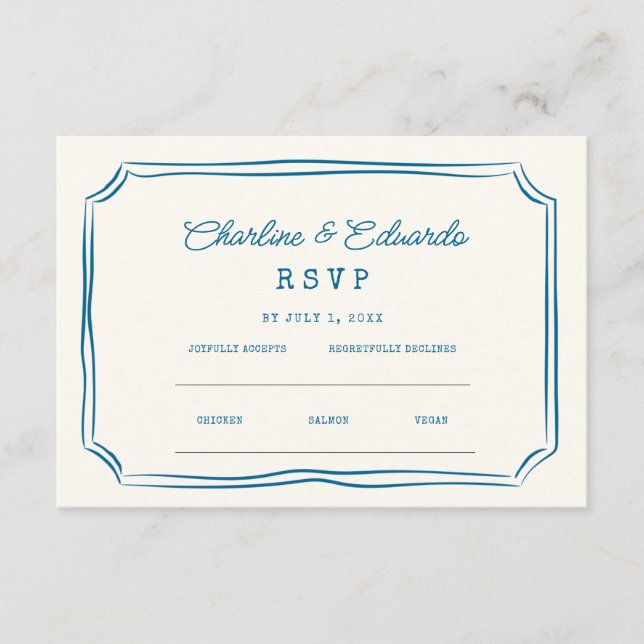 Funky Drawing Handwri Wedding Website | RSVP QR  Enclosure Card (Front)