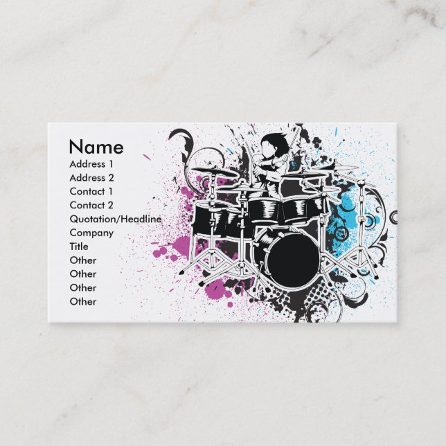 funky drummer vector design business card (Front)
