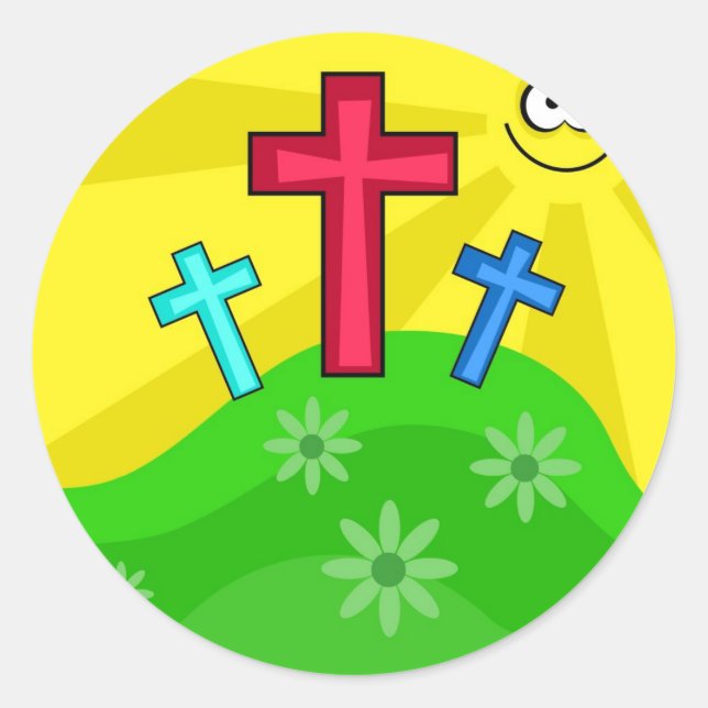Funky Easter Classic Round Sticker (Front)