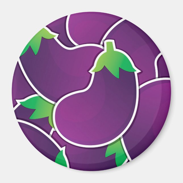 Funky eggplant magnet (Front)