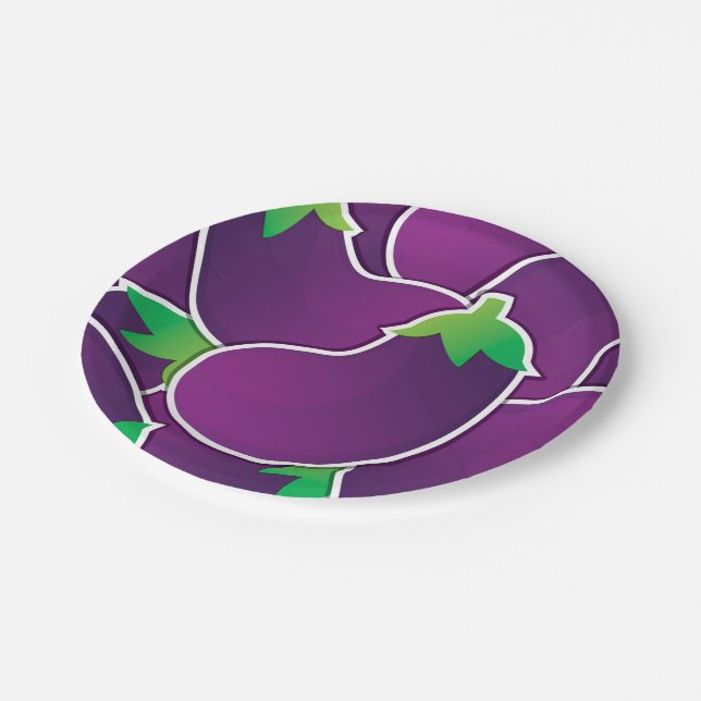 Funky eggplant paper plate (Angled)