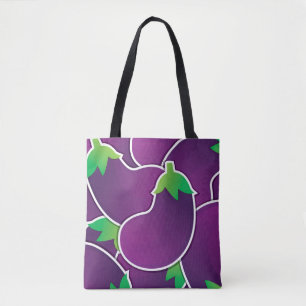 Funky eggplant tote bag