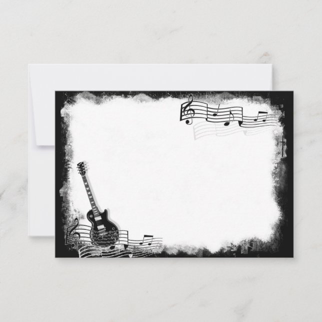 Funky Electric Guitar Flat Thank You Note Card (Front)