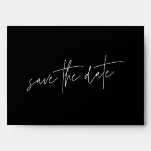Funky Elegant Mod Black on White Save The Date Envelope