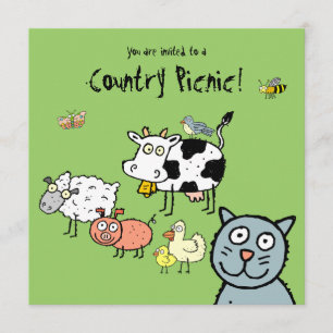 Funky Farm Country Picnic Invitation