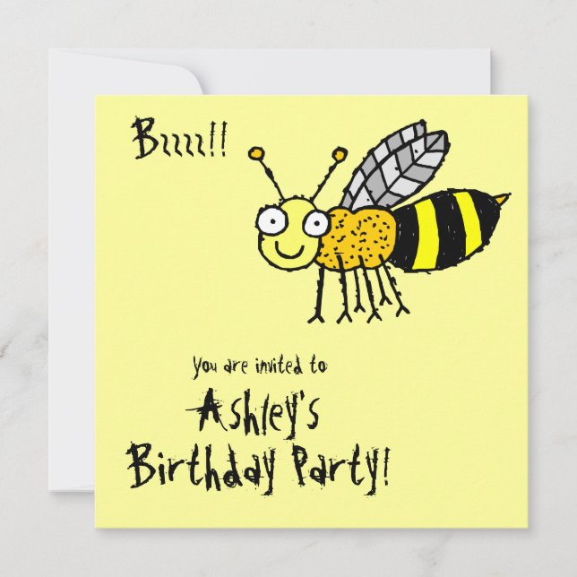 Funky Farm Honey Bee (Birthday) Party Invitation (Front)