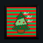 Funky Festive Stripes and Tree Gift Box<br><div class="desc">Bold,  bright red and green stripes with Christmas tree design on Christmas trinket box.</div>