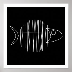 Funky Fish - B & W Poster