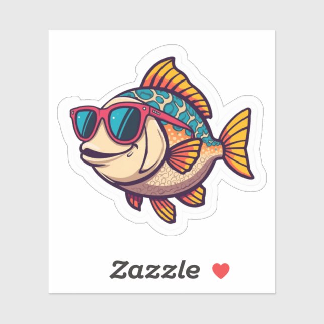"Funky Fish with Sunglasses Sticker (Sheet)