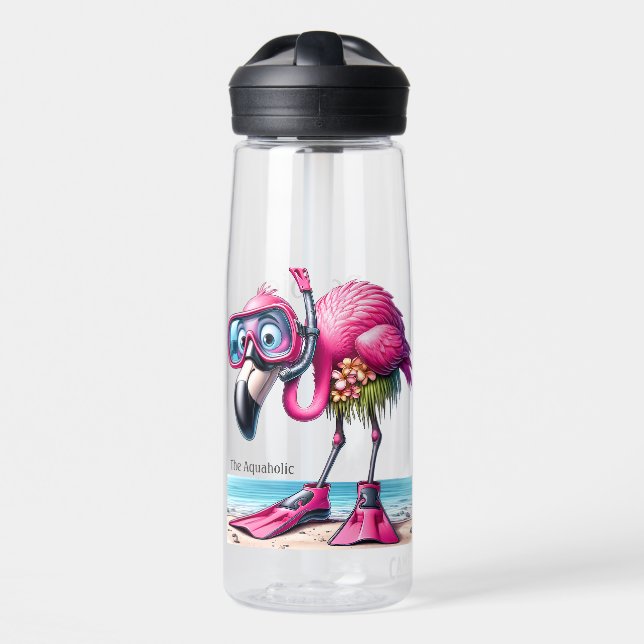 Funky Flamingo Aquaholic  Water Bottle (Front)