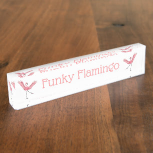 Funky Flamingos Custom Nameplate