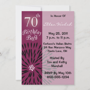 Funky Floral 70th Birthday Party Invitation