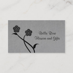 Funky Floral Blooms Business Card, Grey Card