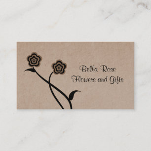 Funky Floral Blooms Business Card, Latte Card