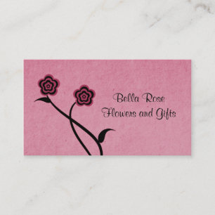 Funky Floral Blooms Business Card, Pink Card