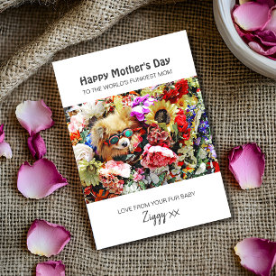 Funky Floral Dog Mum Personalised Mother's Day Holiday Card