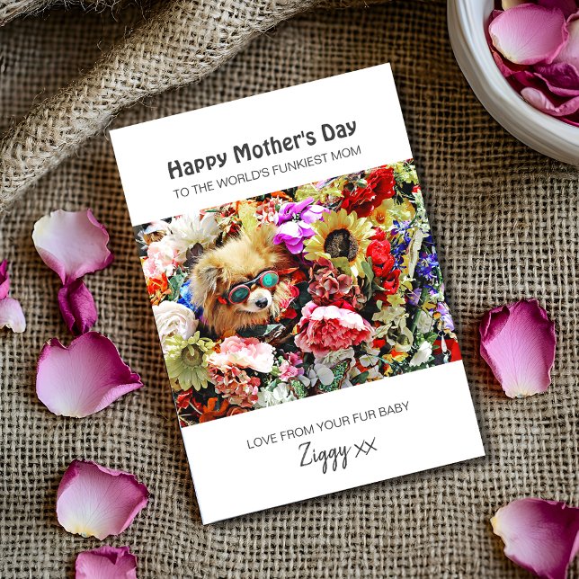 Funky Floral Dog Mum Personalised Mother's Day Holiday Card (Add your details to personalize)