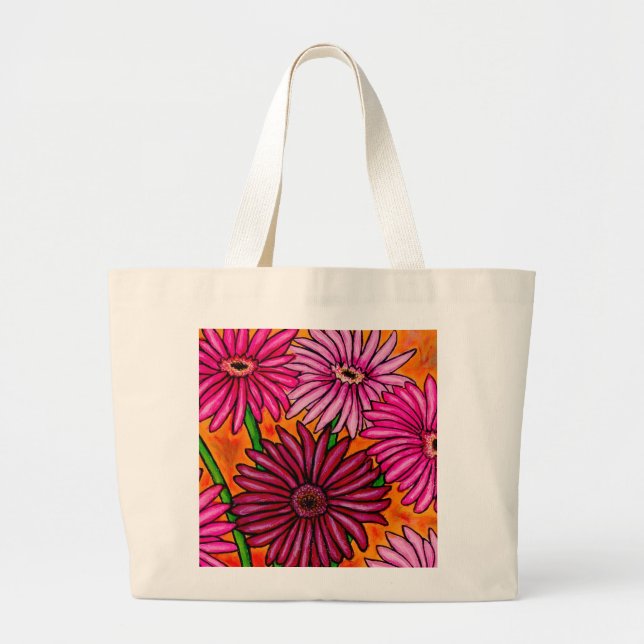 Funky Floral Gerbera Daisy Tote Bag (Front)